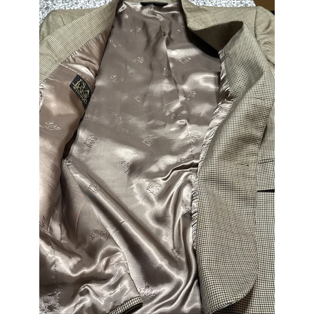 Jos‎ A Bank Signature Gold 39R Allure Houndstooth Silk Wool Classic Heritage